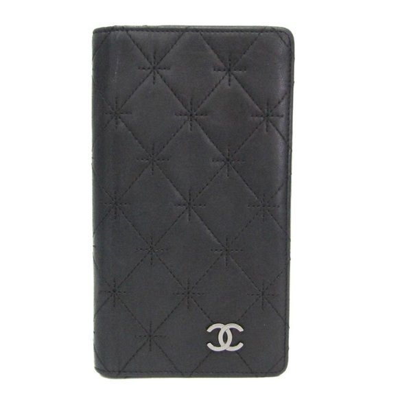 Chanel Coco Mark Women's  Lambskin Long Wallet (bi-fold) Black - Picture 1 of 10